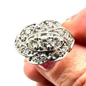 Womens Ring 14K White Gold Diamond Cluster Wedding Anniversary Or Just Because